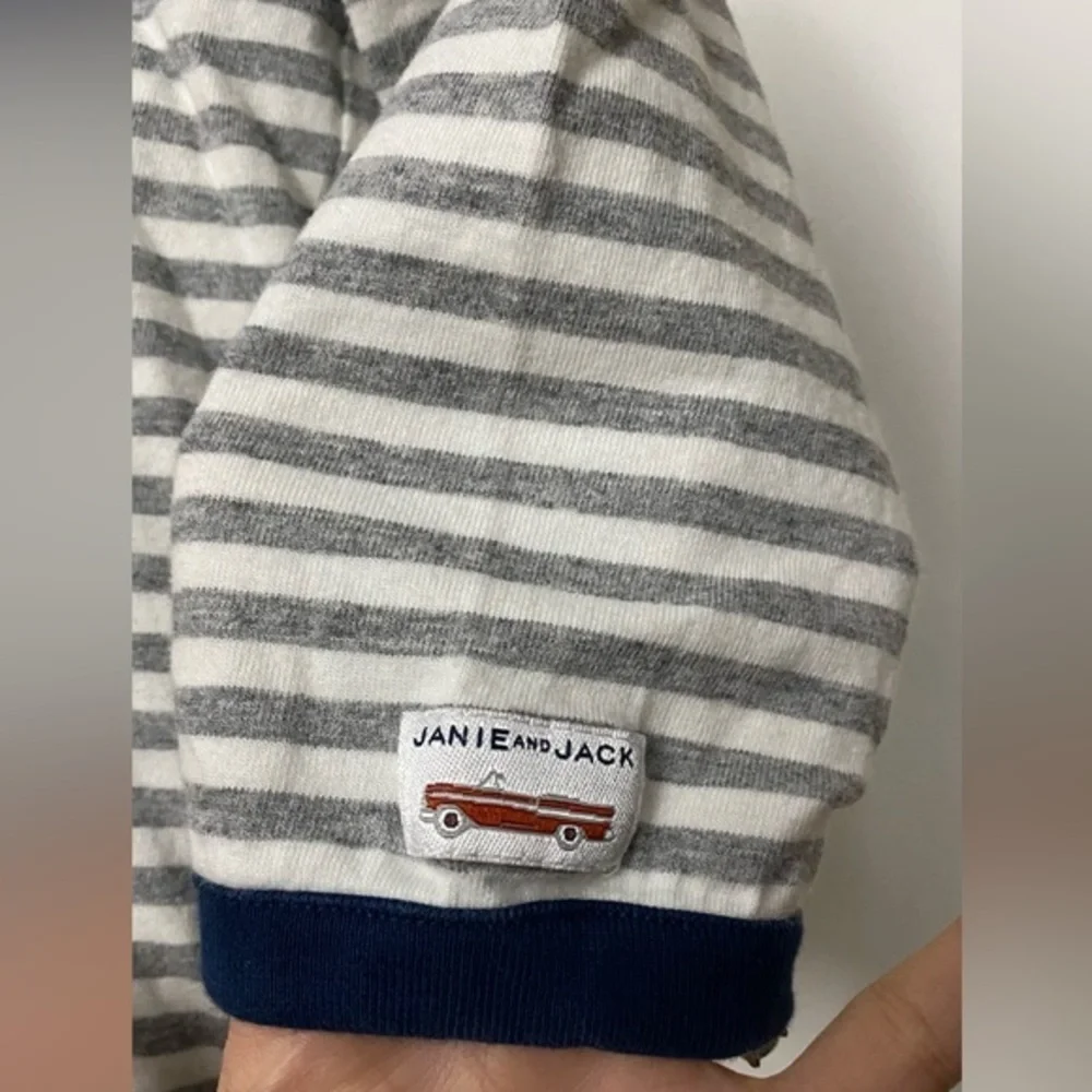 Janie and Jack Cotton Striped Long Sleeve with Hood 2T